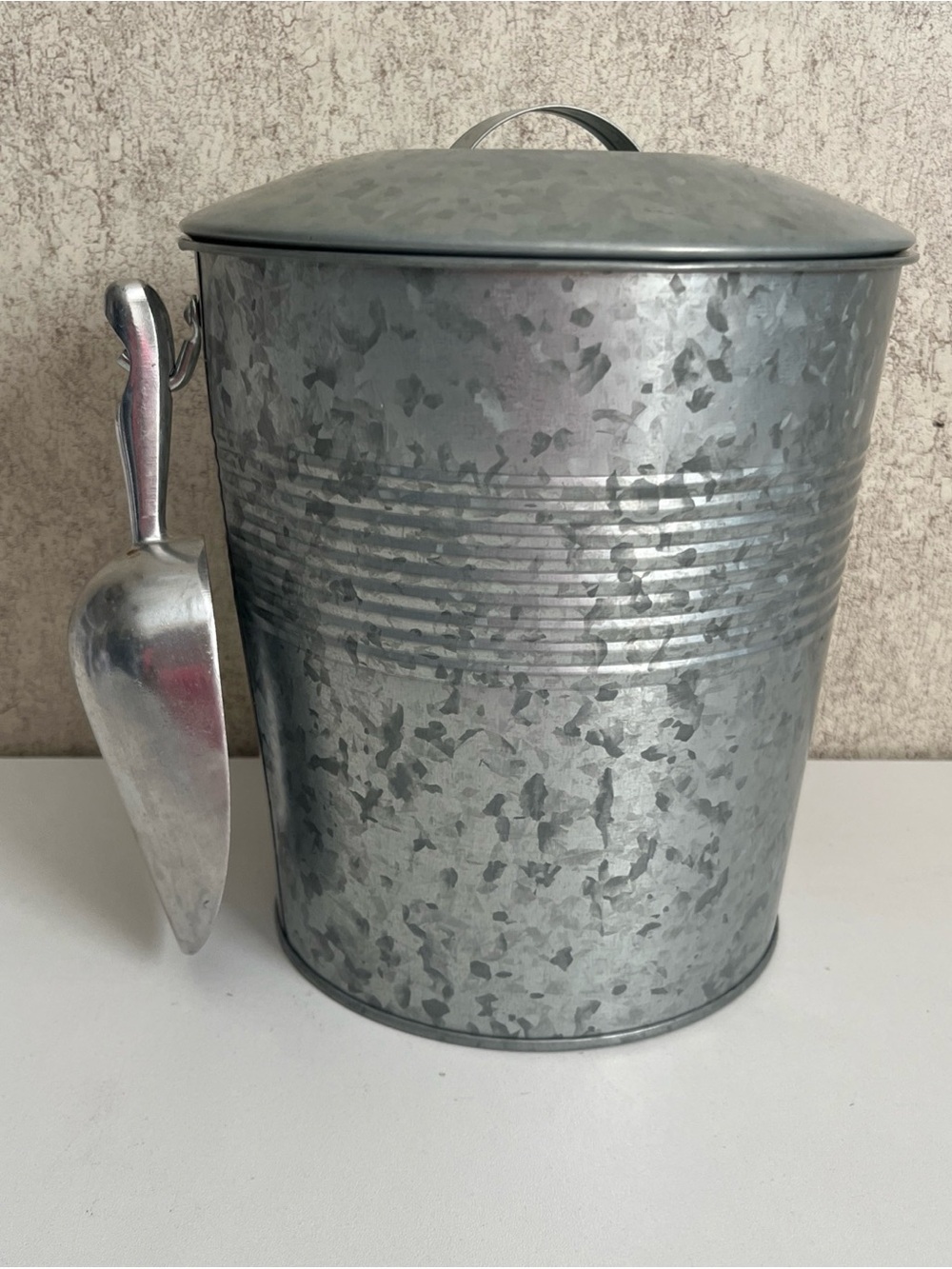 Better Homes Ice Bucket Vintage Style Galvanized Metal Scoop and Lid Farmhouse